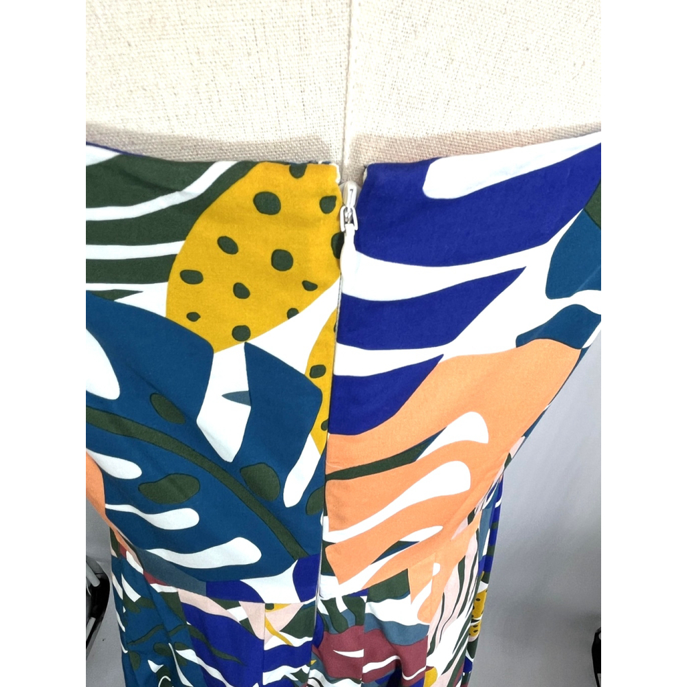 Boden Dress Womens 12 Multicolor Tropical Leaf Print Sleeveless Fit Flare Resort - Picture 10 of 16